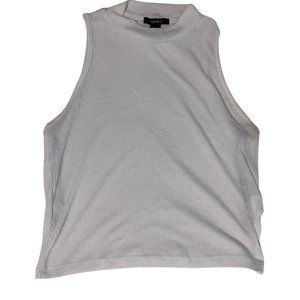 Forever 21 Mock Neck Ribbed White Crop Top